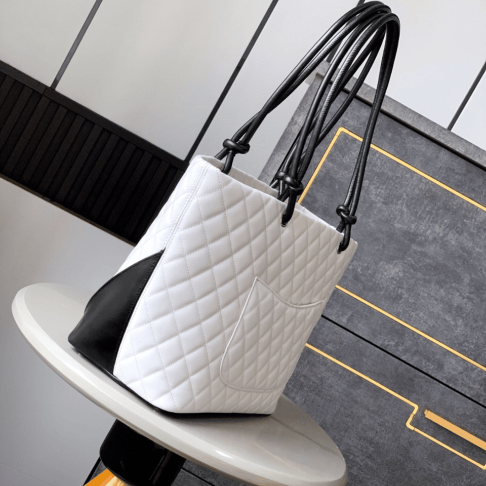 Chanel Calfskin Quilted Large Cambon Tote Black White 41Cm/16in view 4