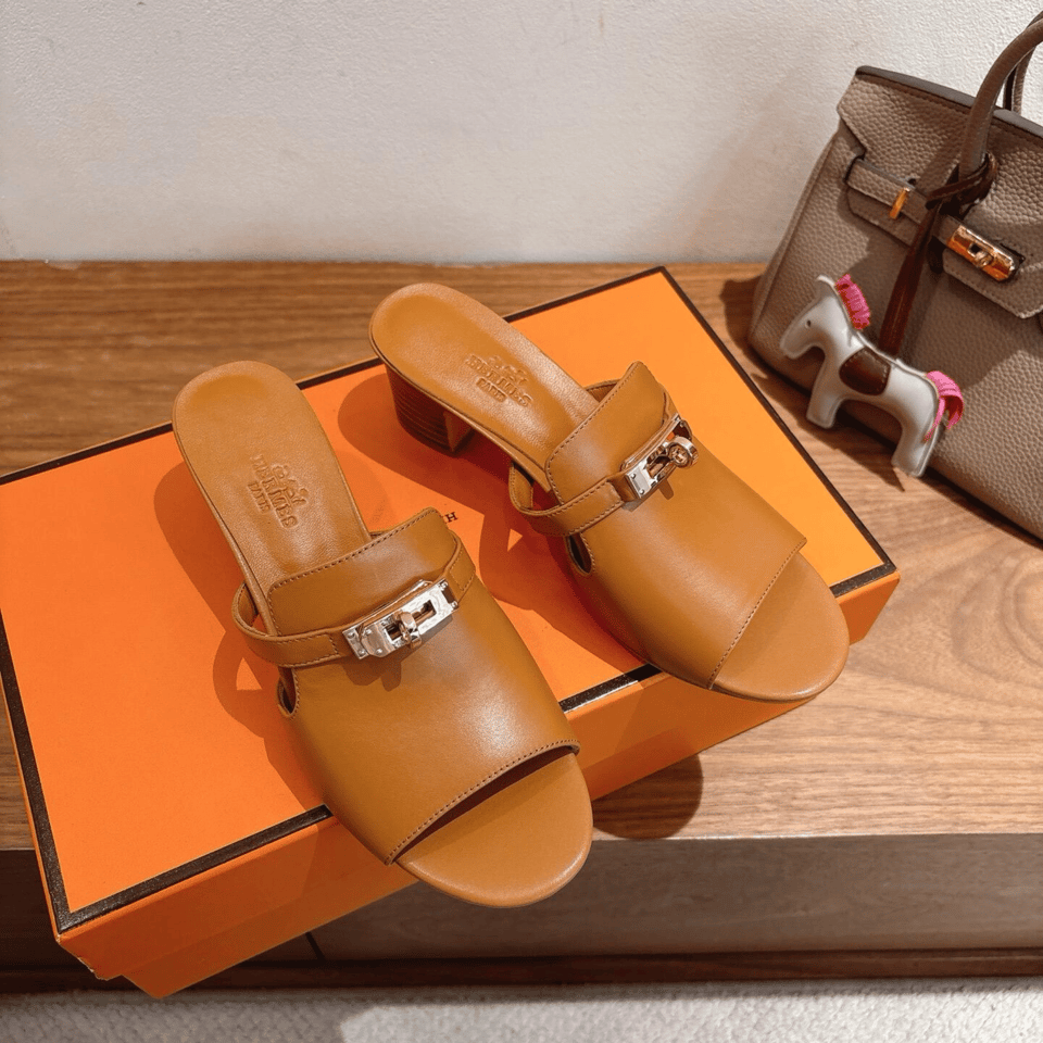 Hermes Brown Leather Mules view 4