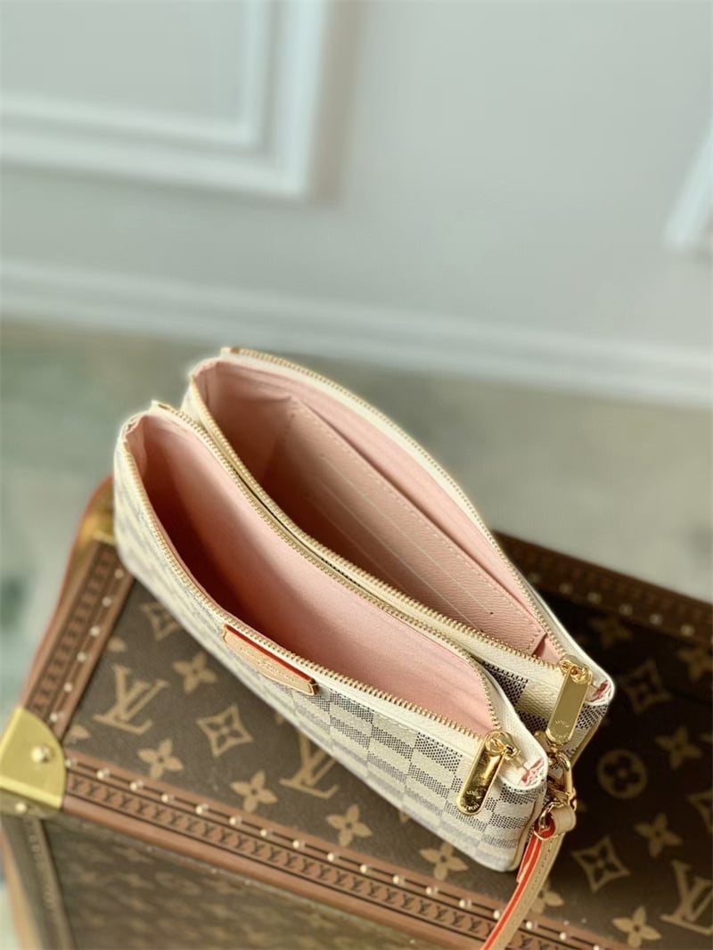 Louis Vuitton Damier Azur Double Zip Pochette 20Cm N60460 view 10