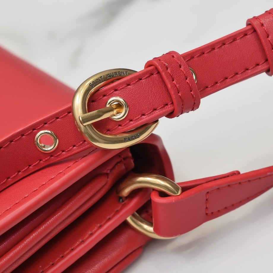 Saint Laurent Le Maillon Satchel In Smooth Leather Red view 7