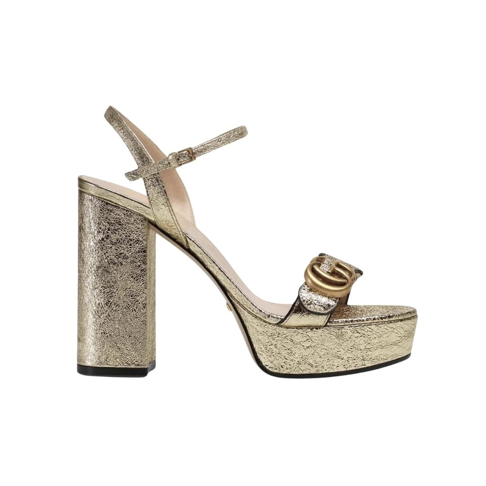 Gucci Marmont Platform Sandal Gold Color view 2