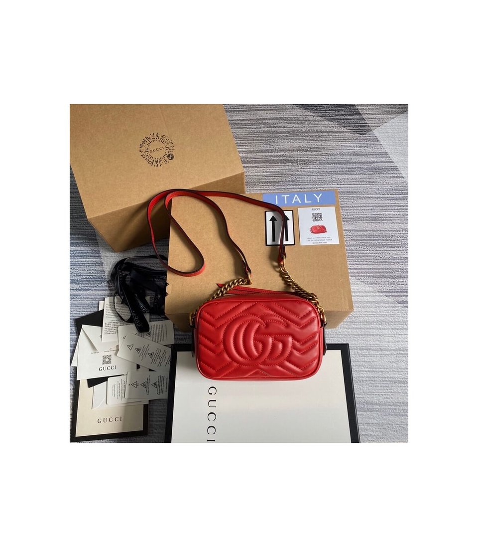 Gucci GG Marmont Matelasse Mini Bag Red view 7