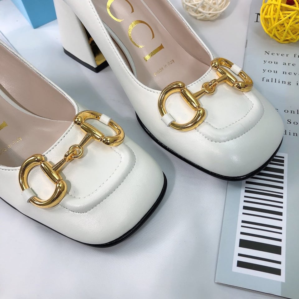 Gucci Women?S Mid Heel Pump With Horsebit White view 5
