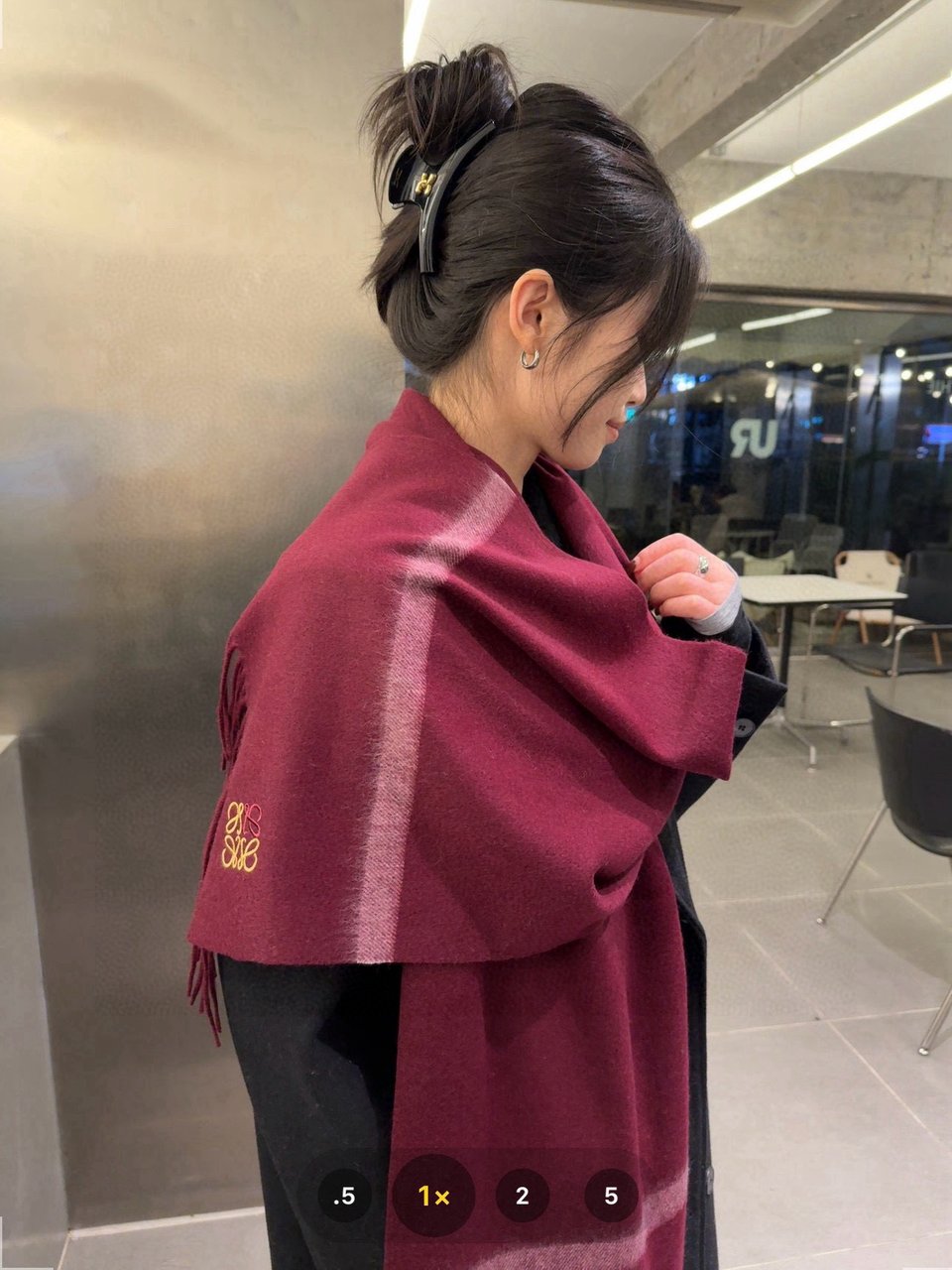 Loewe Mohair Scarf Ombre Burgundy For Women 180cm view 6