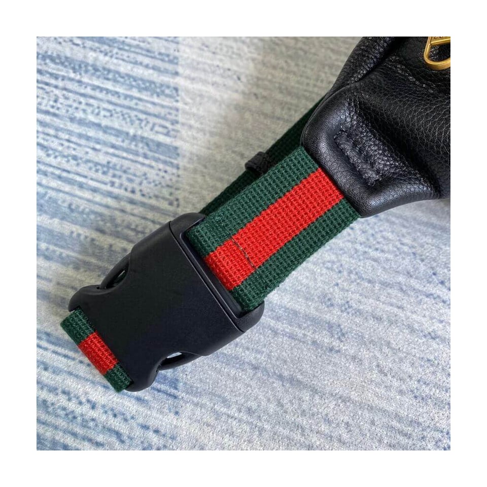 Gucci Print Leather Belt Bag Black view 9