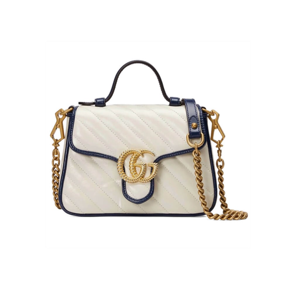 Gucci GG Marmont Mini Top Handle Bag White view 2