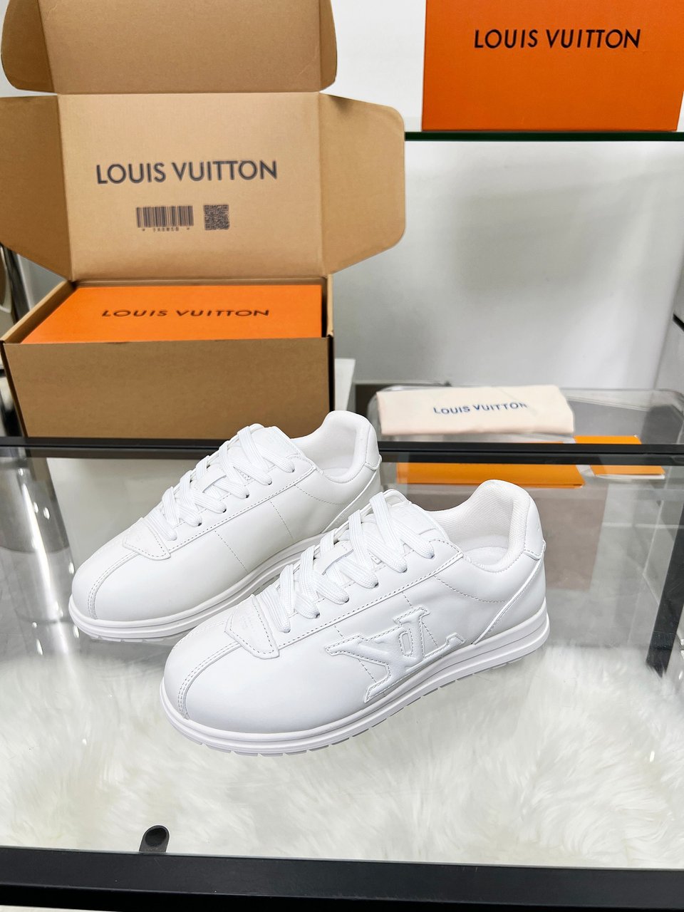 Louis Vuitton LV Trainer Triple White Sneakers – Clean All White Leather – Women’s Shoes view 8