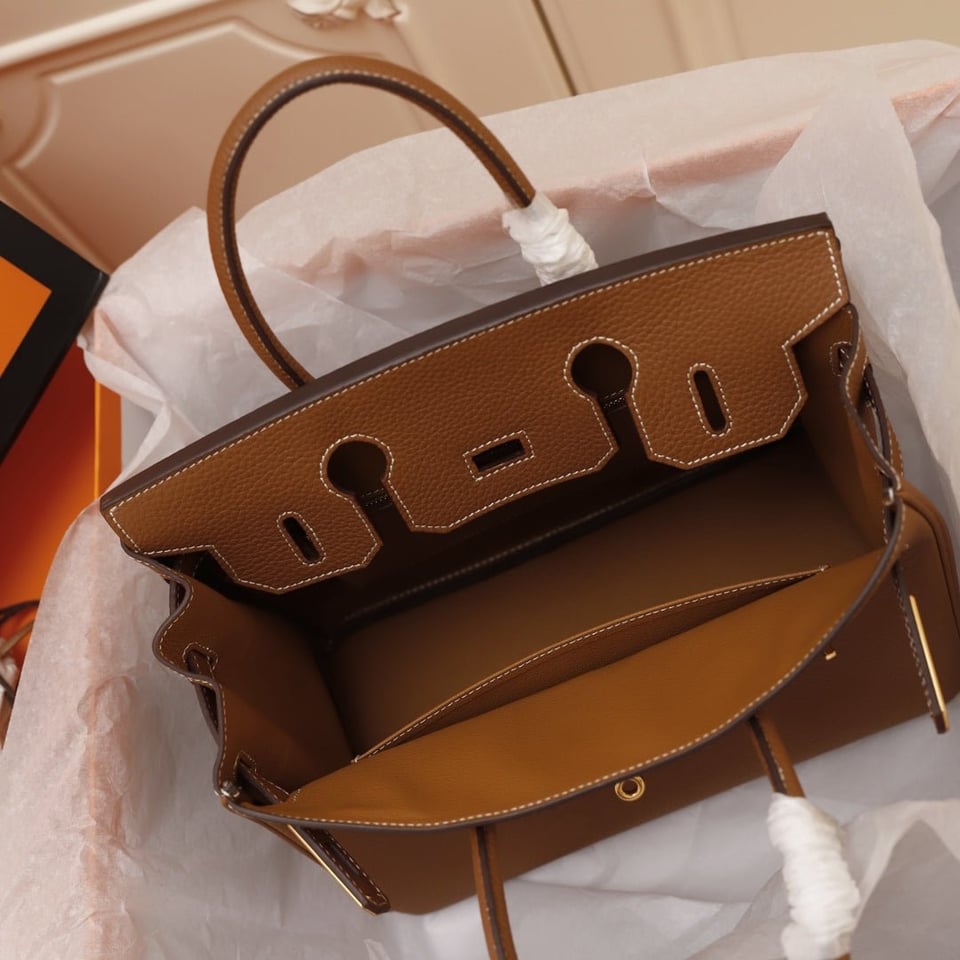 Hermes Birkin Bag 35 Brown Togo Gold Hardware view 4