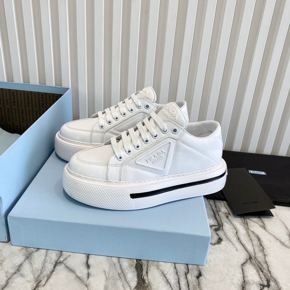 Prada Macro Re-Nylon And Brushed Leather Sneakers White 2Eg3763Lf5F0009 view 7