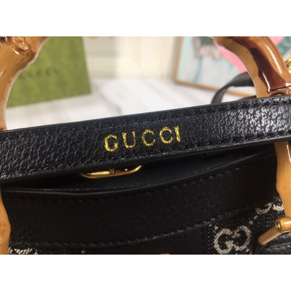 Gucci Diana Small Tote Bag in Black Denim view 9
