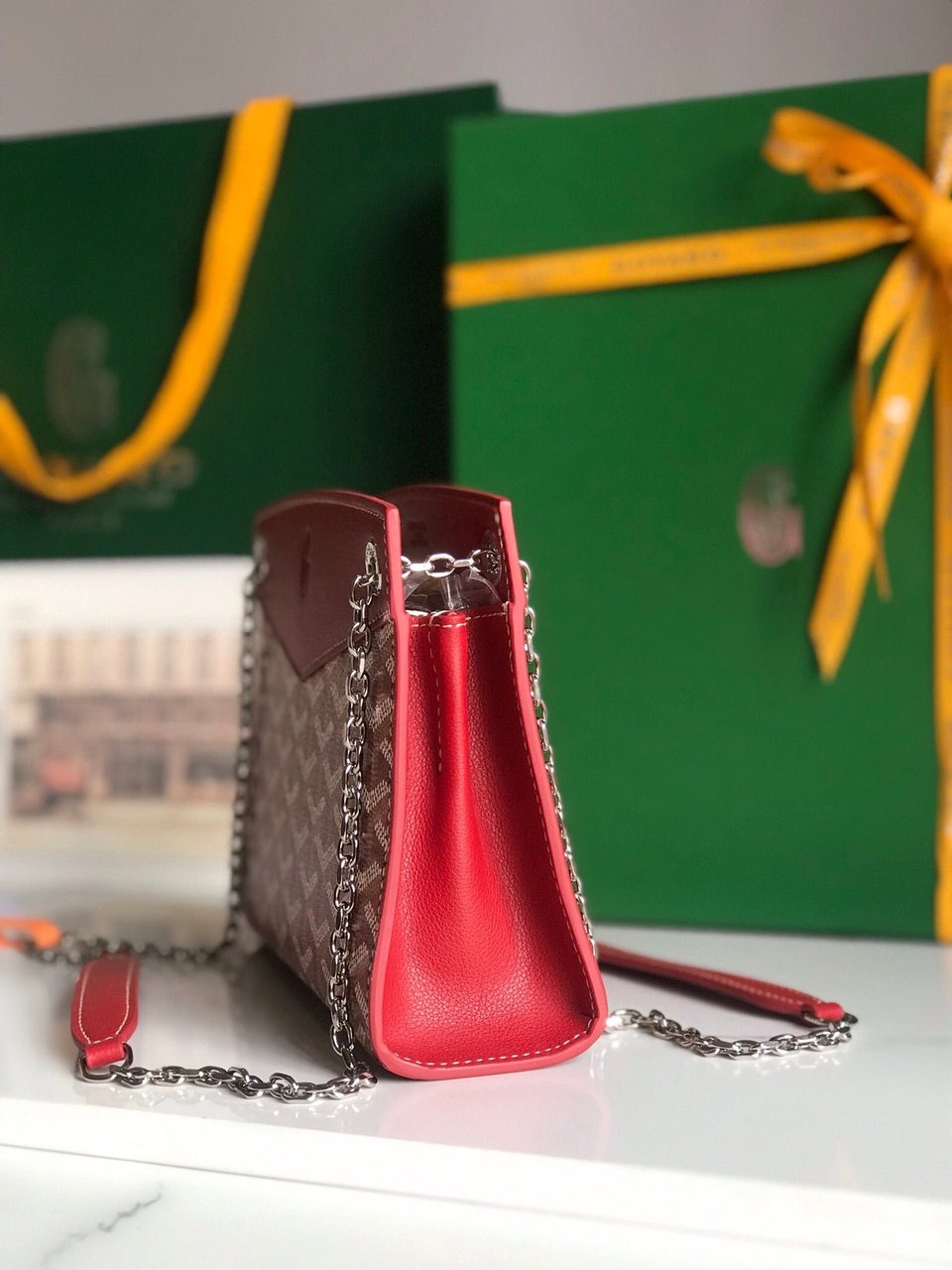Goyard Rouette Structuré Mini Bag 21 Cm Classic Red Goyardine Canvas And Calfskin view 9