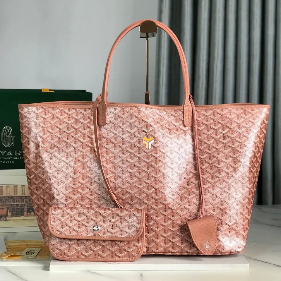 Goyard Saint Louis Gm Bag 40Cm Pink Canvas Chevroches Calfskin view 2
