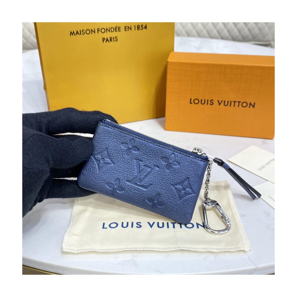 Louis Vuitton Monogram Empreinte Leather Key Pouch Navy Nacre view 4