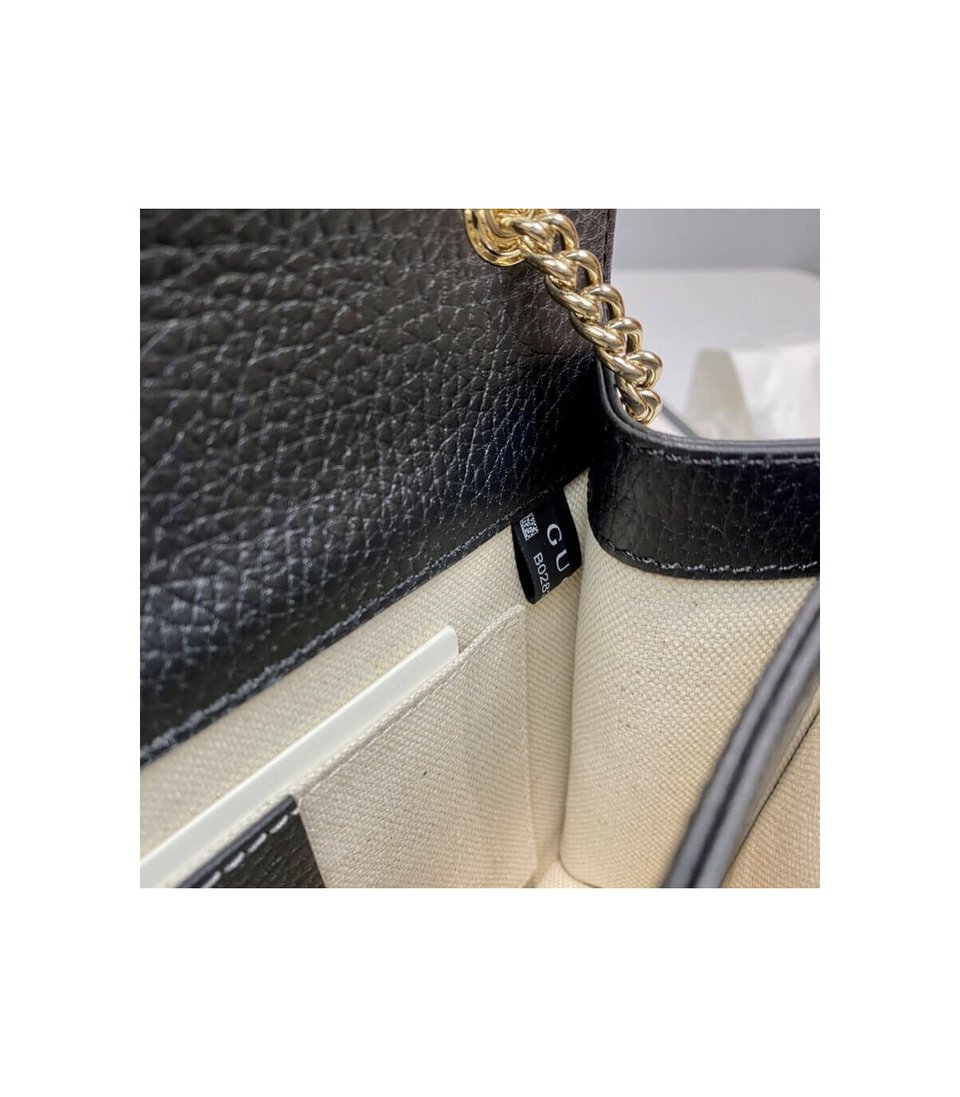 Gucci Interlocking G Chain Crossbody Black Leather 25cm view 17