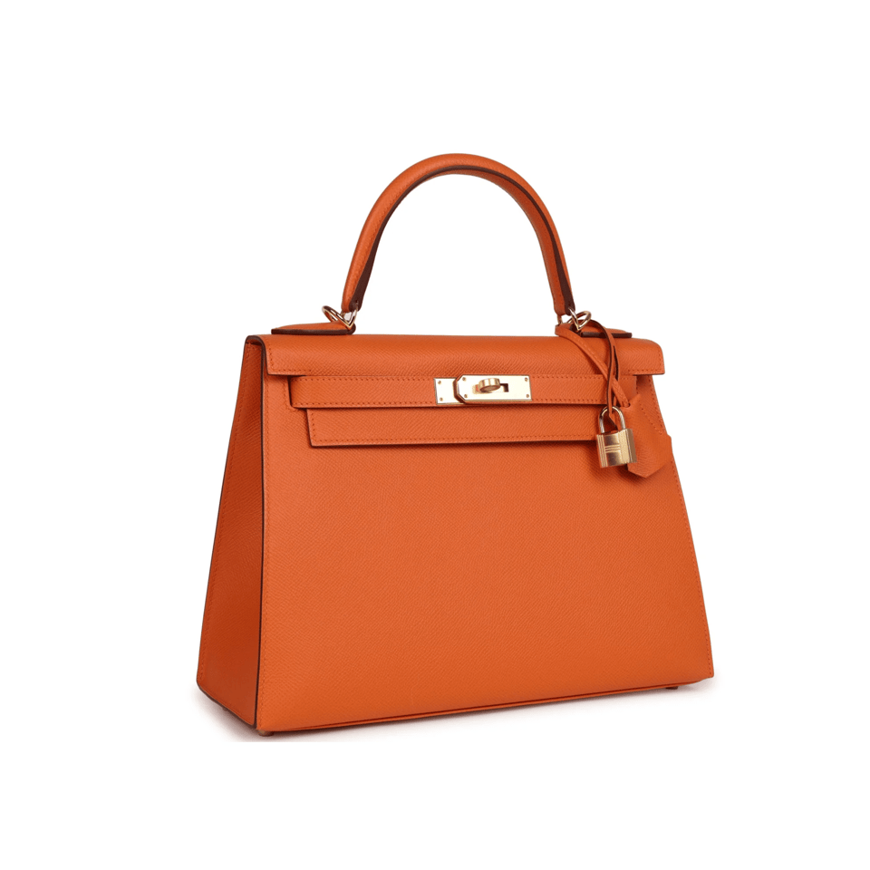 Hermes Kelly 25 Bag In Gold Orange Epsom Leather For Women 25cm/10in view 3