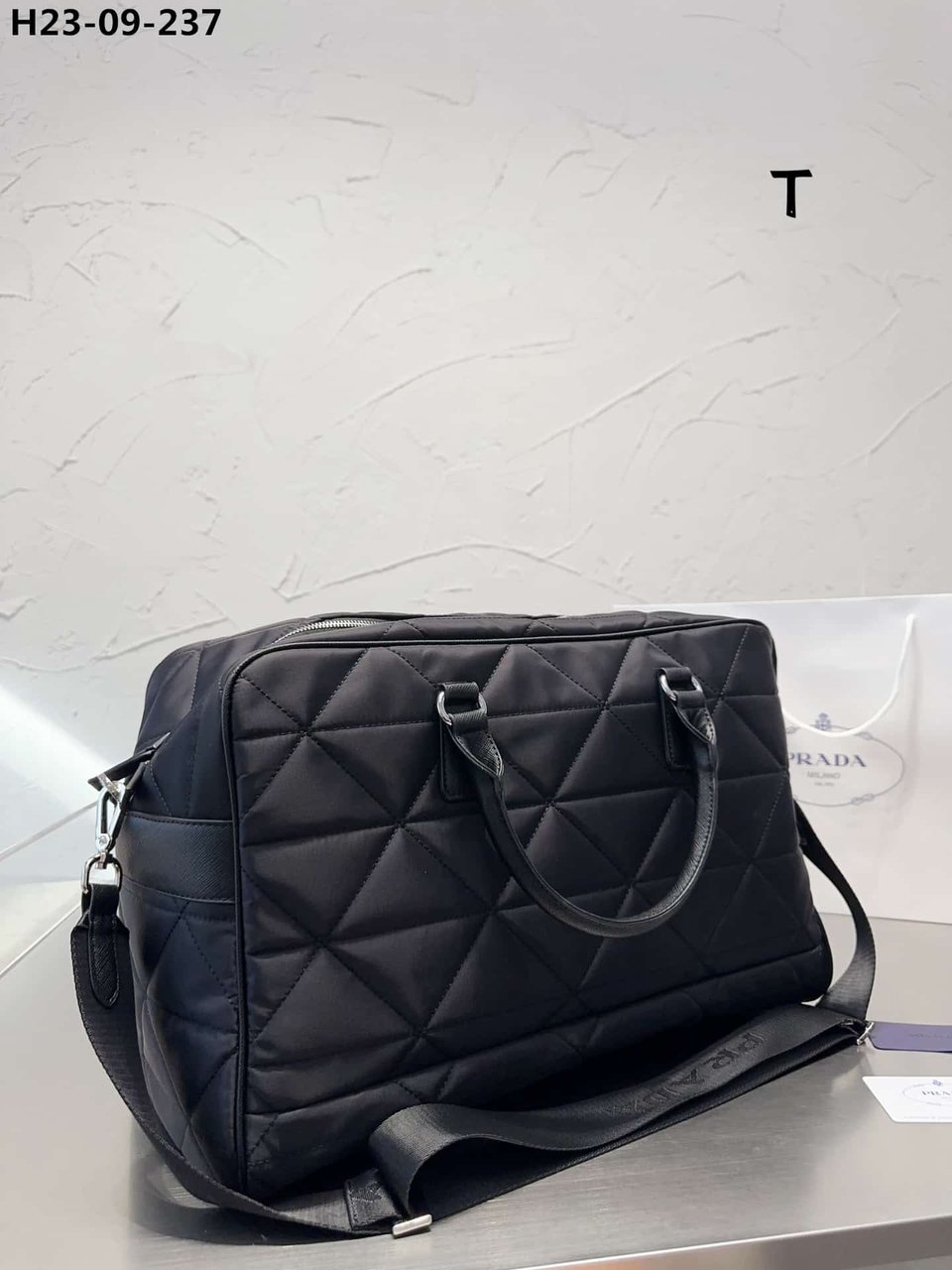 Prada Quilted Re Nylon Travel Bag Black 43Cm view 9