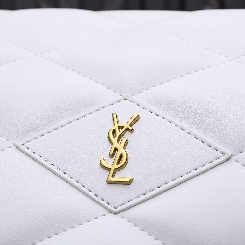 Saint Laurent Sade Puffy Leather Envelope Clutch Bag White view 4