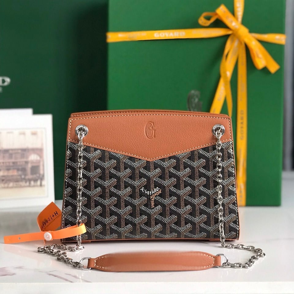Goyard Rouette Structuré Mini Bag 21 Cm Black Goyardine Canvas And Tan Calfskin view 2