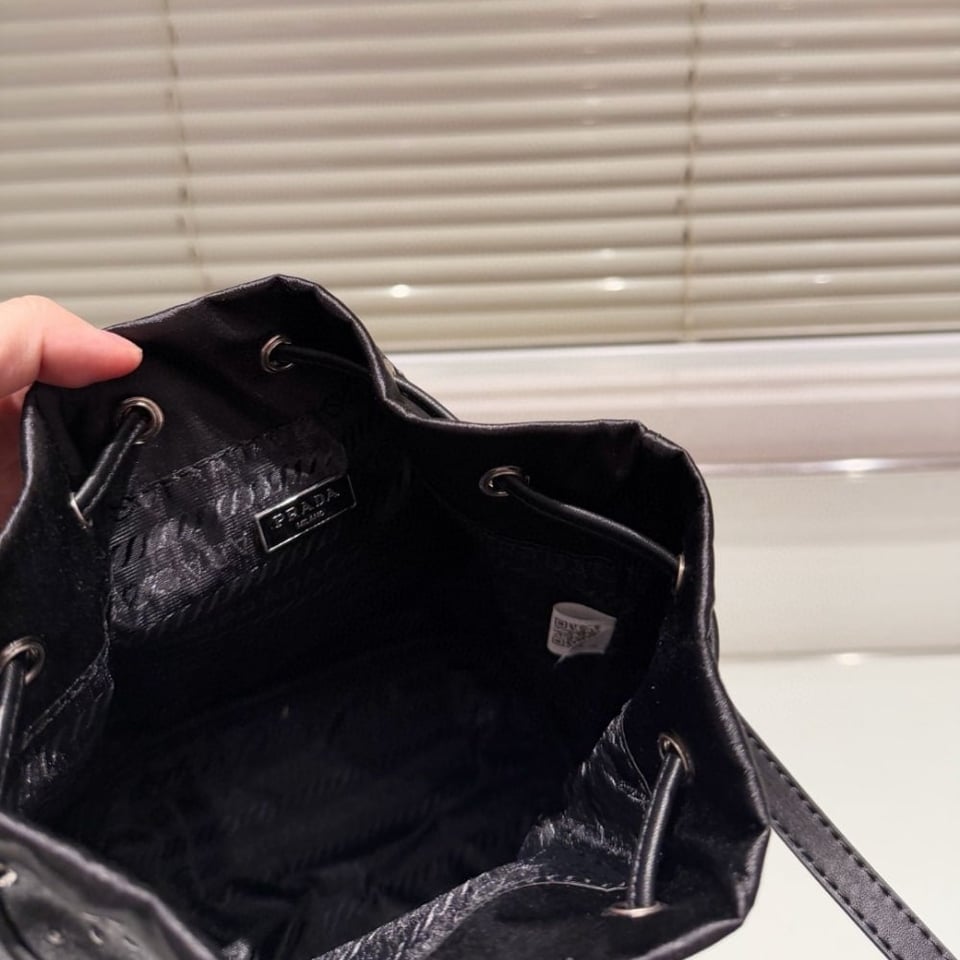 Prada Re Nylon Mini Bag With Studs Black 22Cm view 9