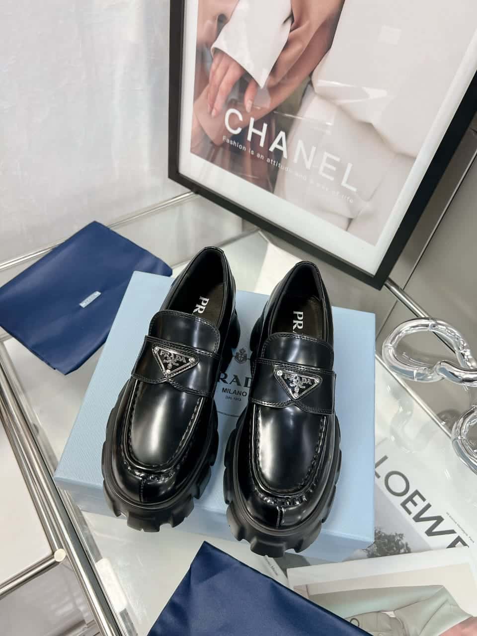 Prada Brushed Leather Monolith Loafers 1D649Mb4Lf0002Fb055 view 10