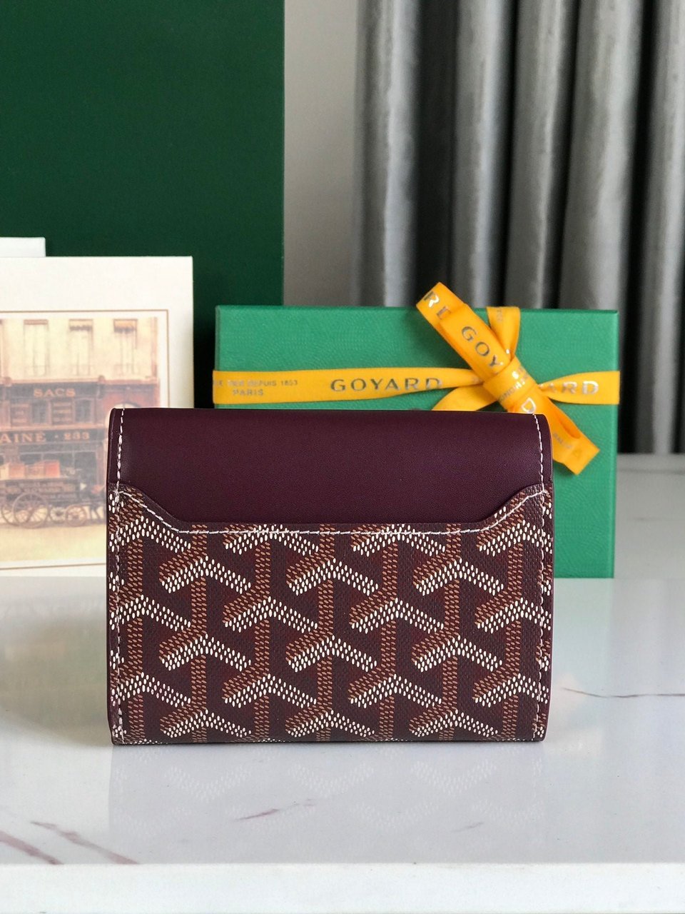 Goyard Saint-Gabriel Wallet 12 Cm Wine Red Calfskin And Goyardine Canvas 12cm view 8