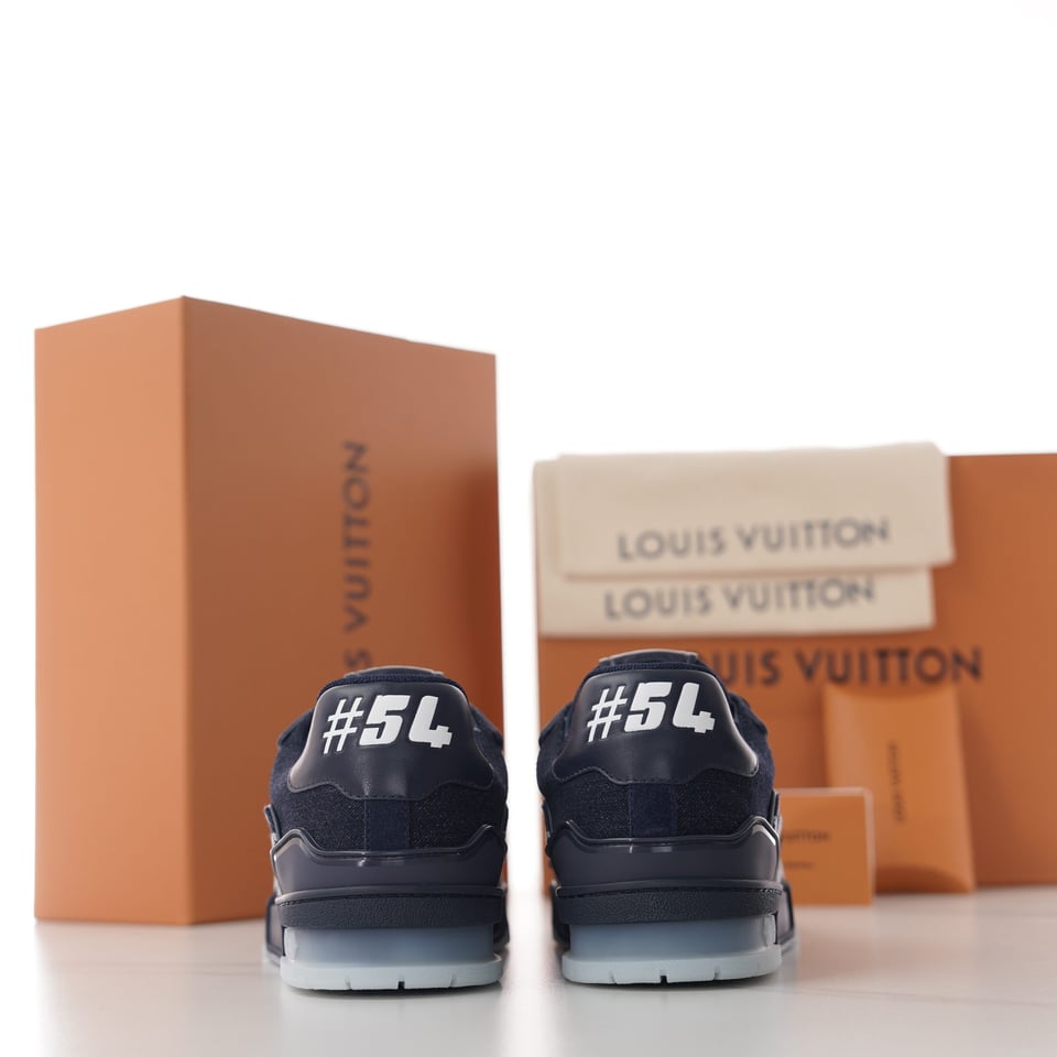 LV Trainer Sneaker Damier Denim Blue for Men 1AIK58 view 12