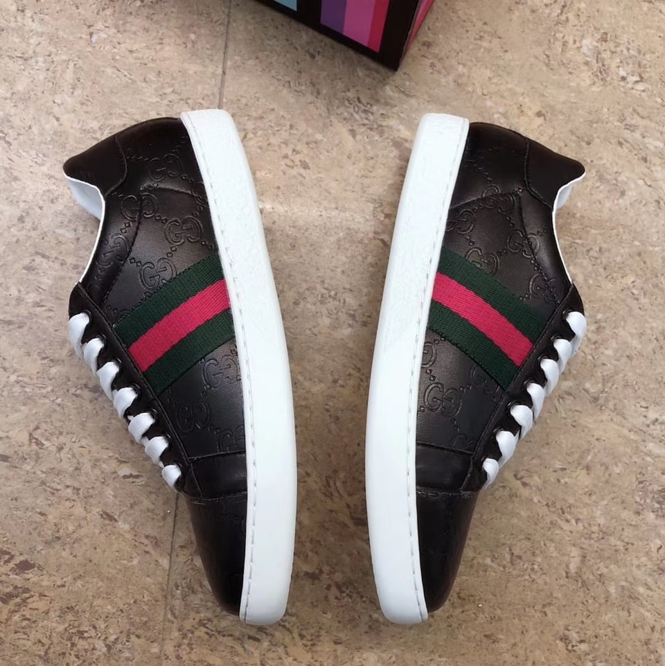 Gucci Ace Black Logo Sneaker 386750 Cwcg0 1070 view 8