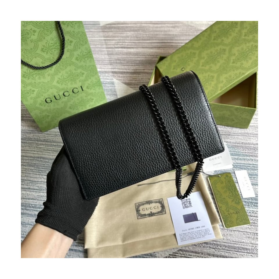 Gucci Textured Leather GG Marmont Mini Chain Bag 497985 view 5