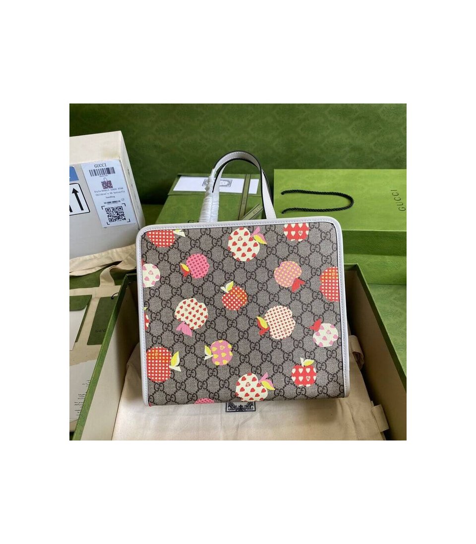 Gucci Children’s GG Heart Apple Pattern Tote view 3