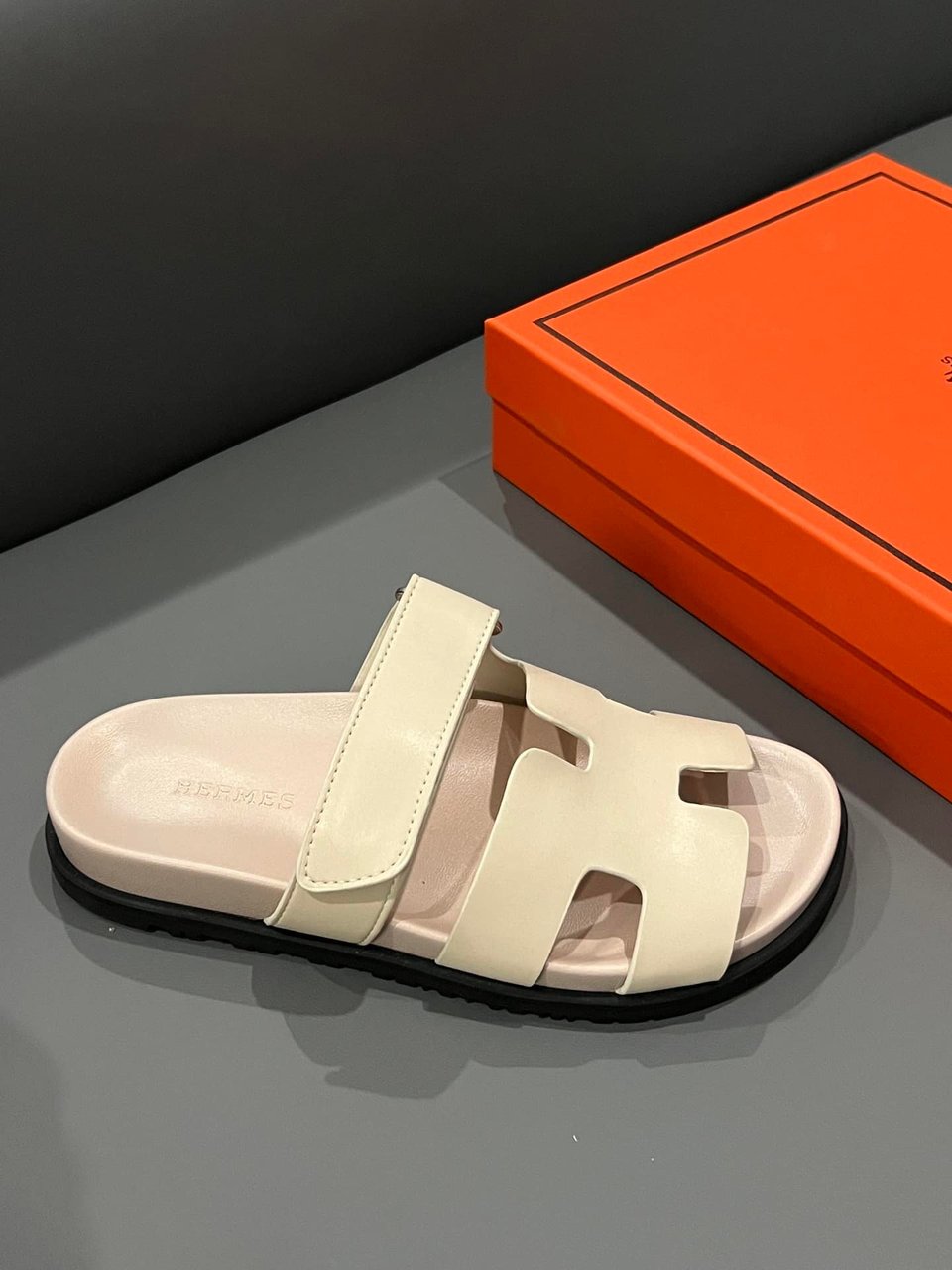 Hermes Chypre Sandal Calfskin Beige view 7