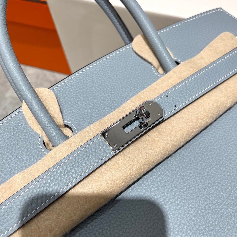 Hermes Birkin 30Cm Cloud Blue Togo Leather Silver Hardware view 9
