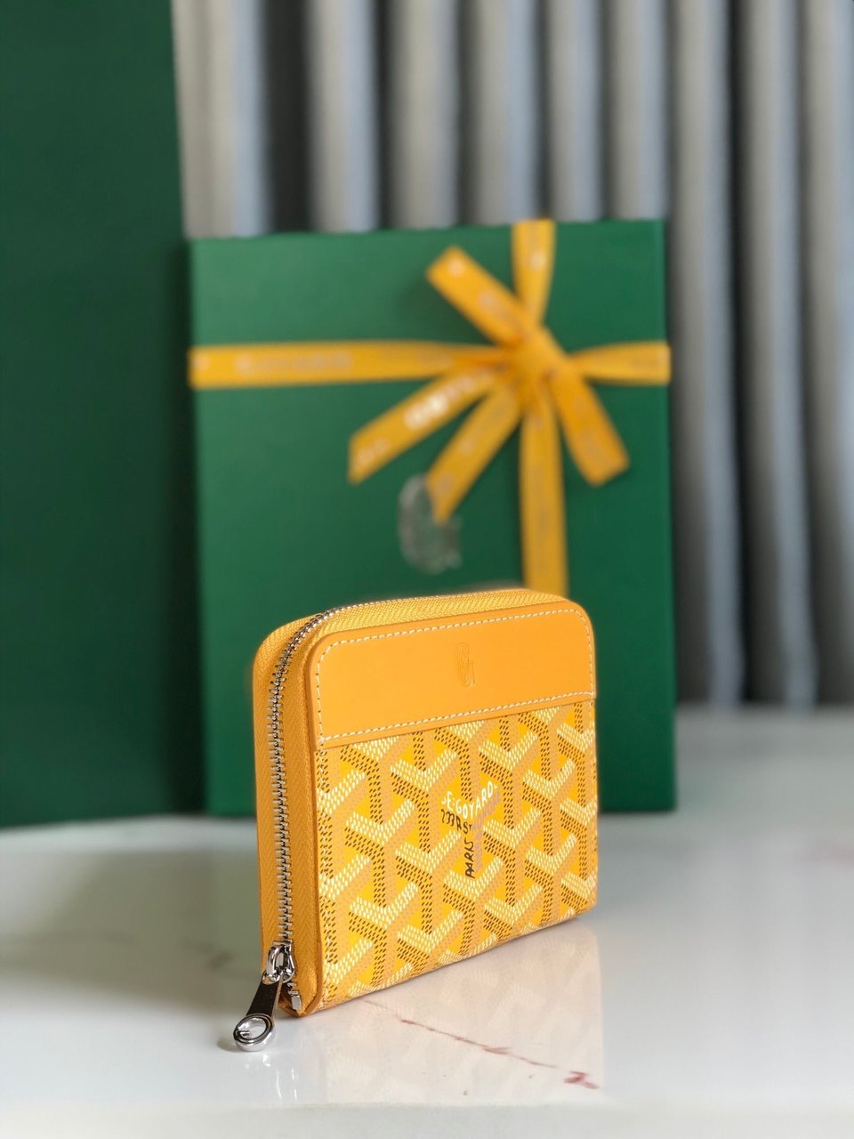 Goyard Matignon Mini Wallet 11cm Yellow Goyardine Canvas And Calfskin view 7