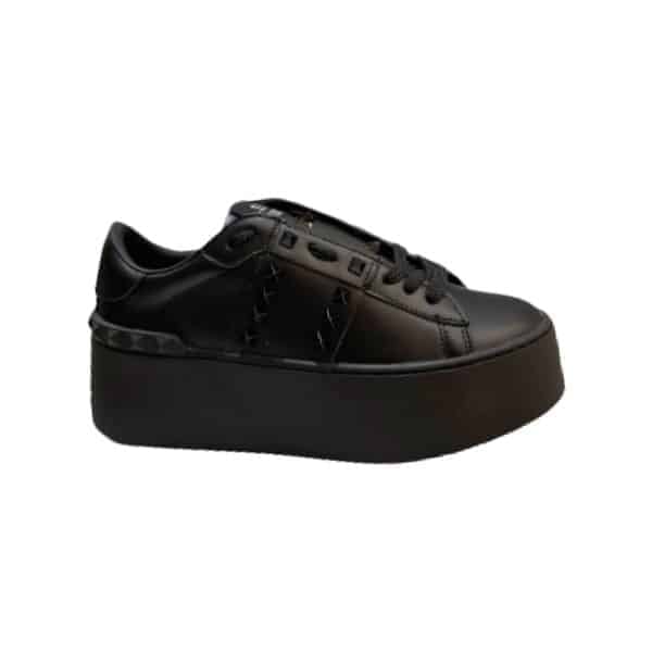 Valentino Garavani Flatform Rockstud Untitled Sneaker In Calfskin Black view 2