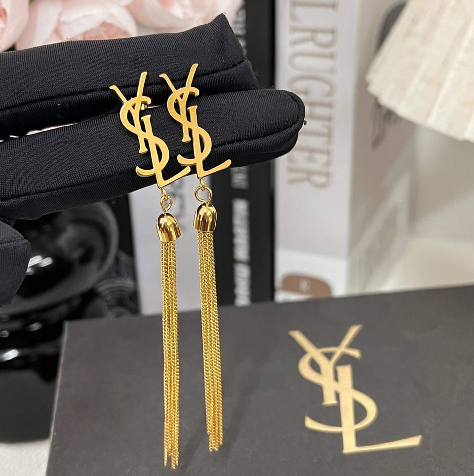 Saint Laurent Ysl Tassel Gold Earrings