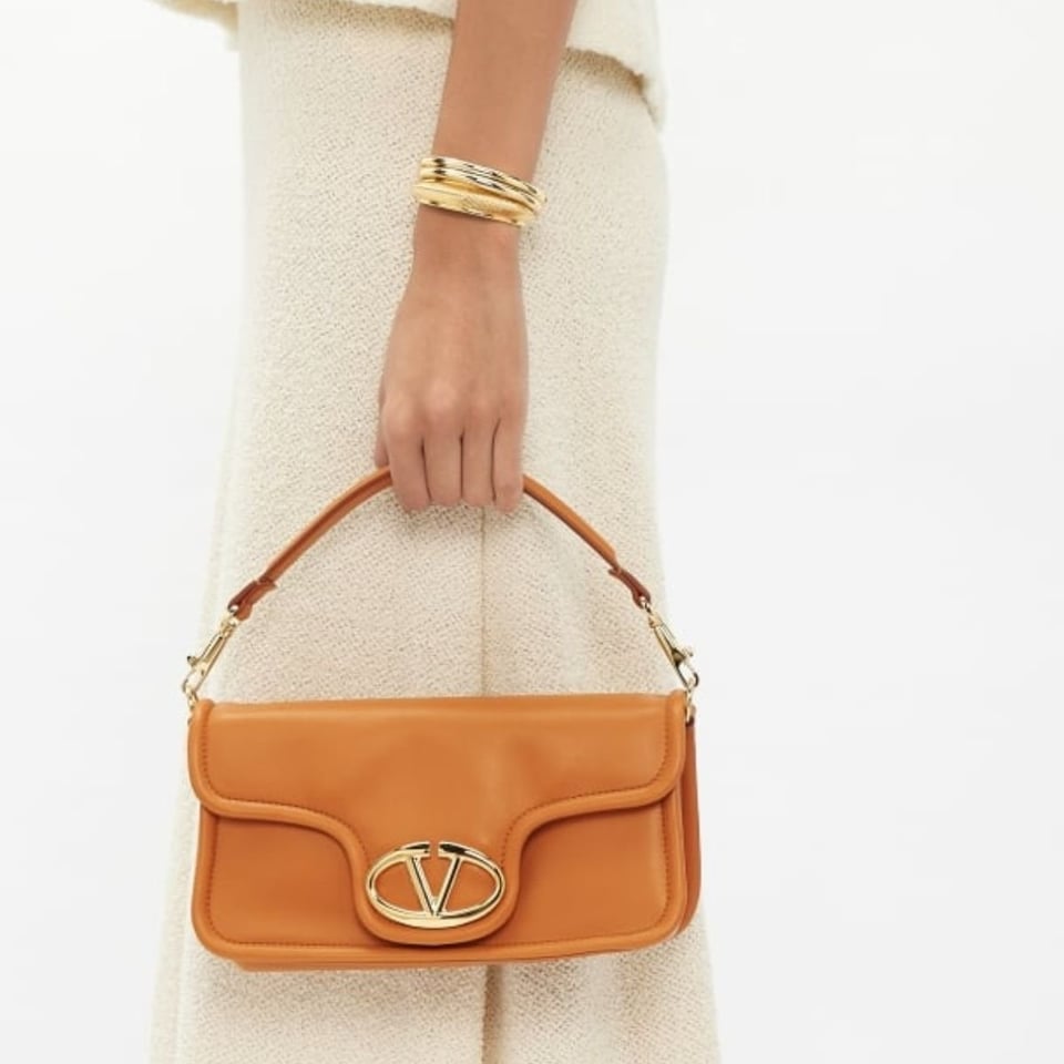 Valentino Garavani Vlogo 1960 Nappa Leather Shoulder Bag Brown 28Cm view 3
