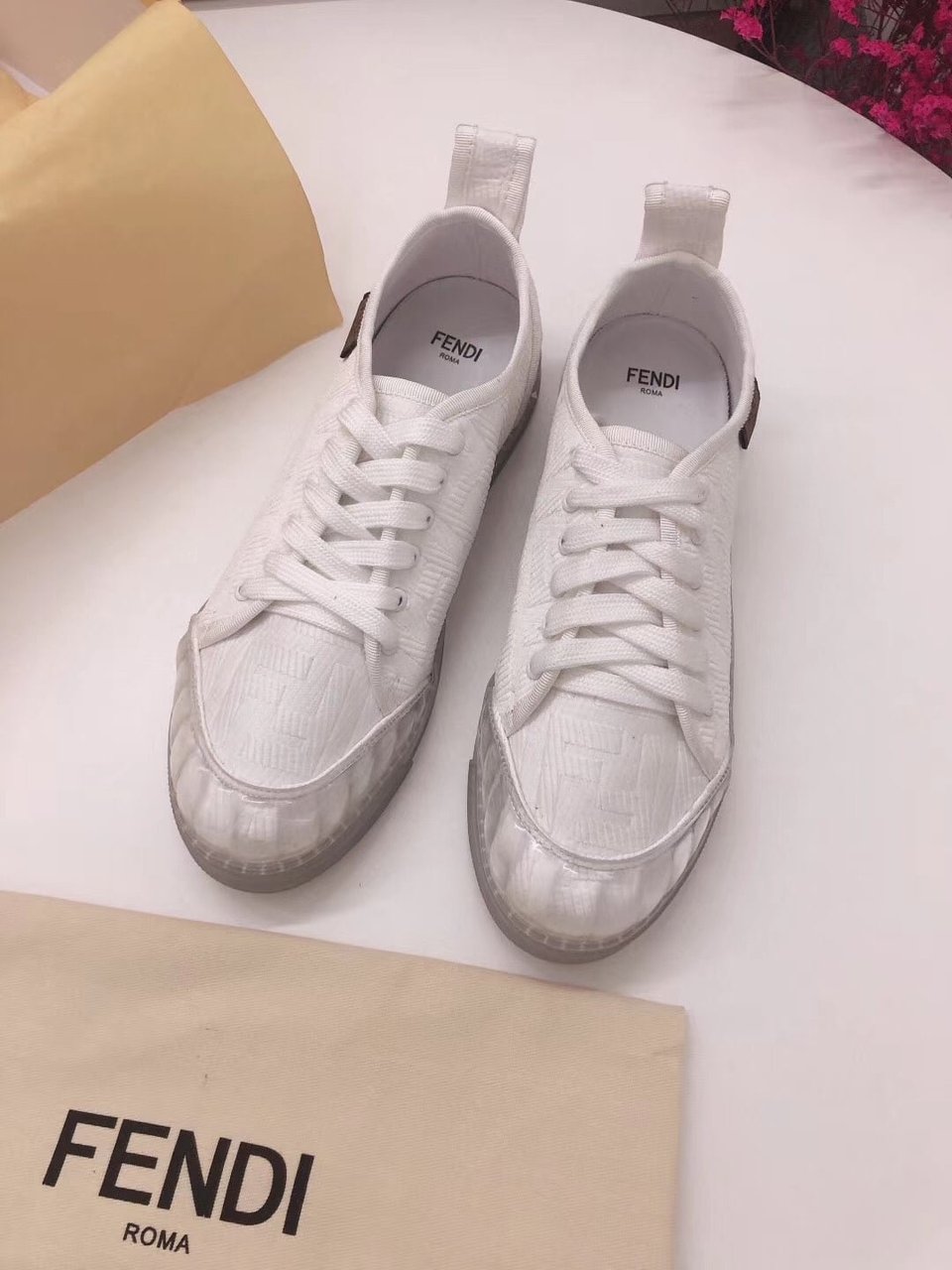 Fendi Corda Low Top Sneaker Tess Canvas White 8E7083Abn4F0Qa0 view 7