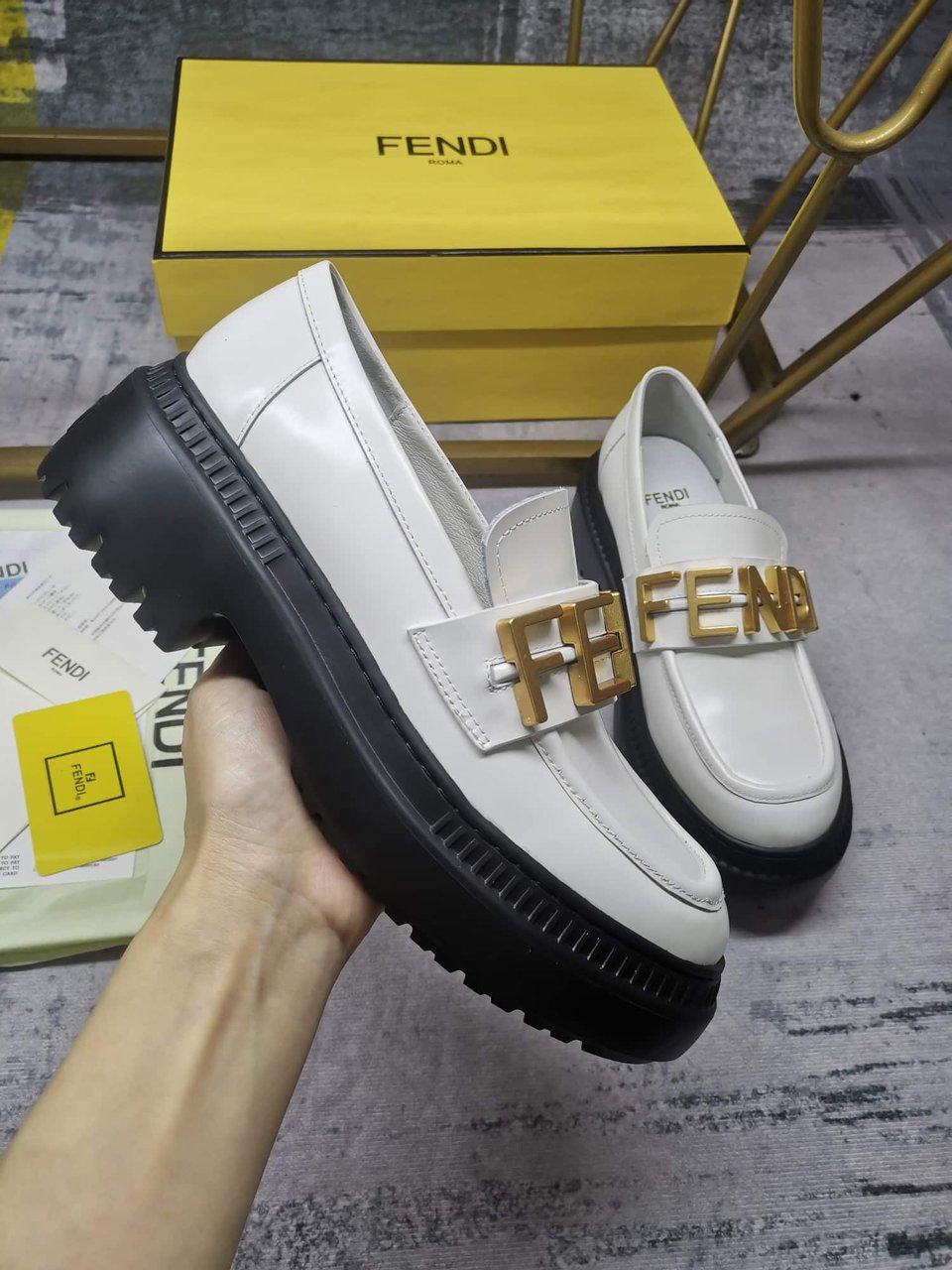 Fendigraphy Smooth Leather Loafers White 8D838369Ff1Iyw view 6