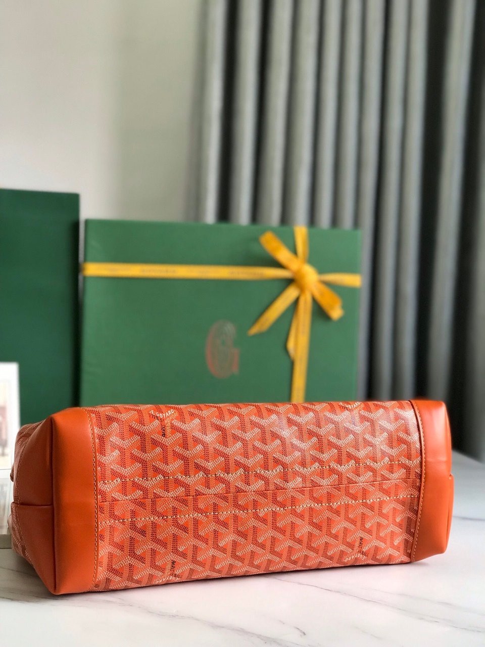 Goyard Bellechasse Biaude Pm Bag 36 Cm Orange Goyardine Canvas And Calfskin Trim view 10