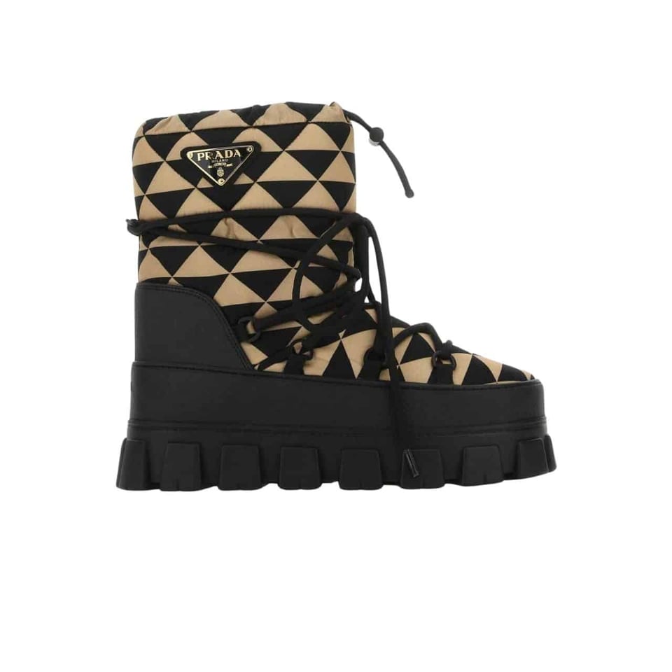 Prada Nylon Gabardine Apr?S Ski Booties Black Beige view 2