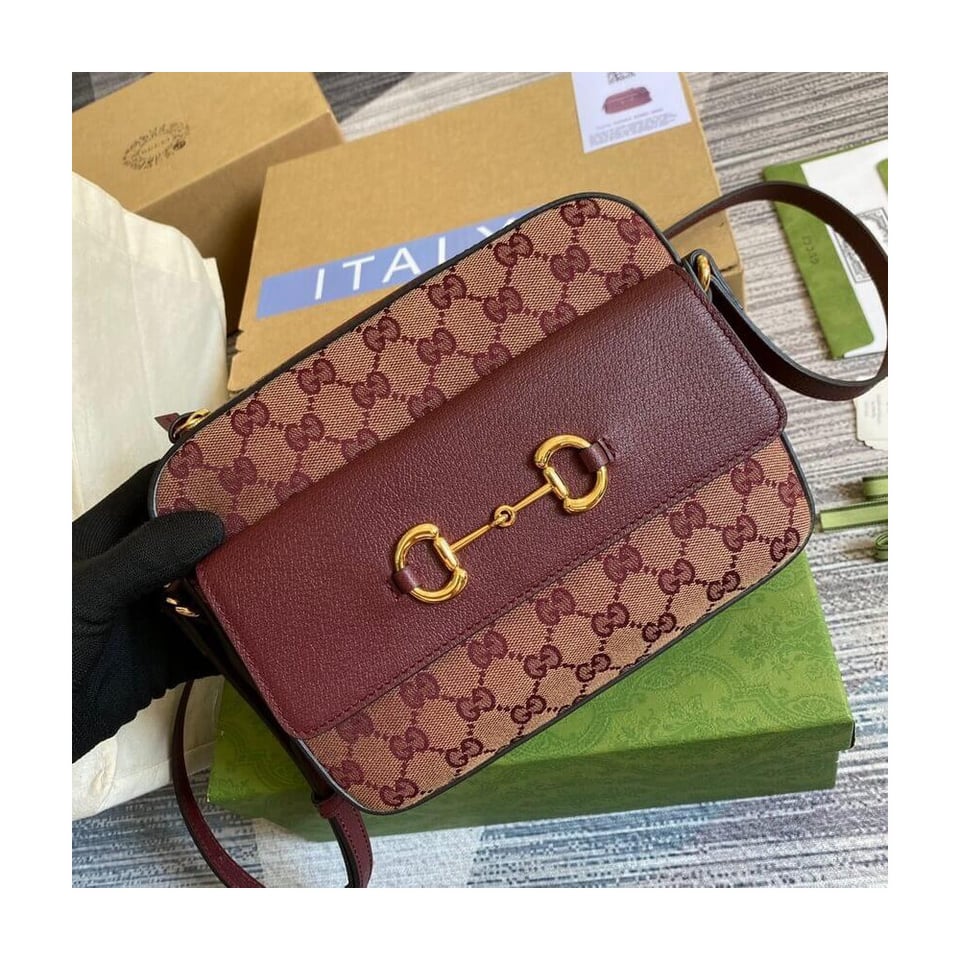 Gucci Horsebit 1955 Small Bag in Burgundy view 11