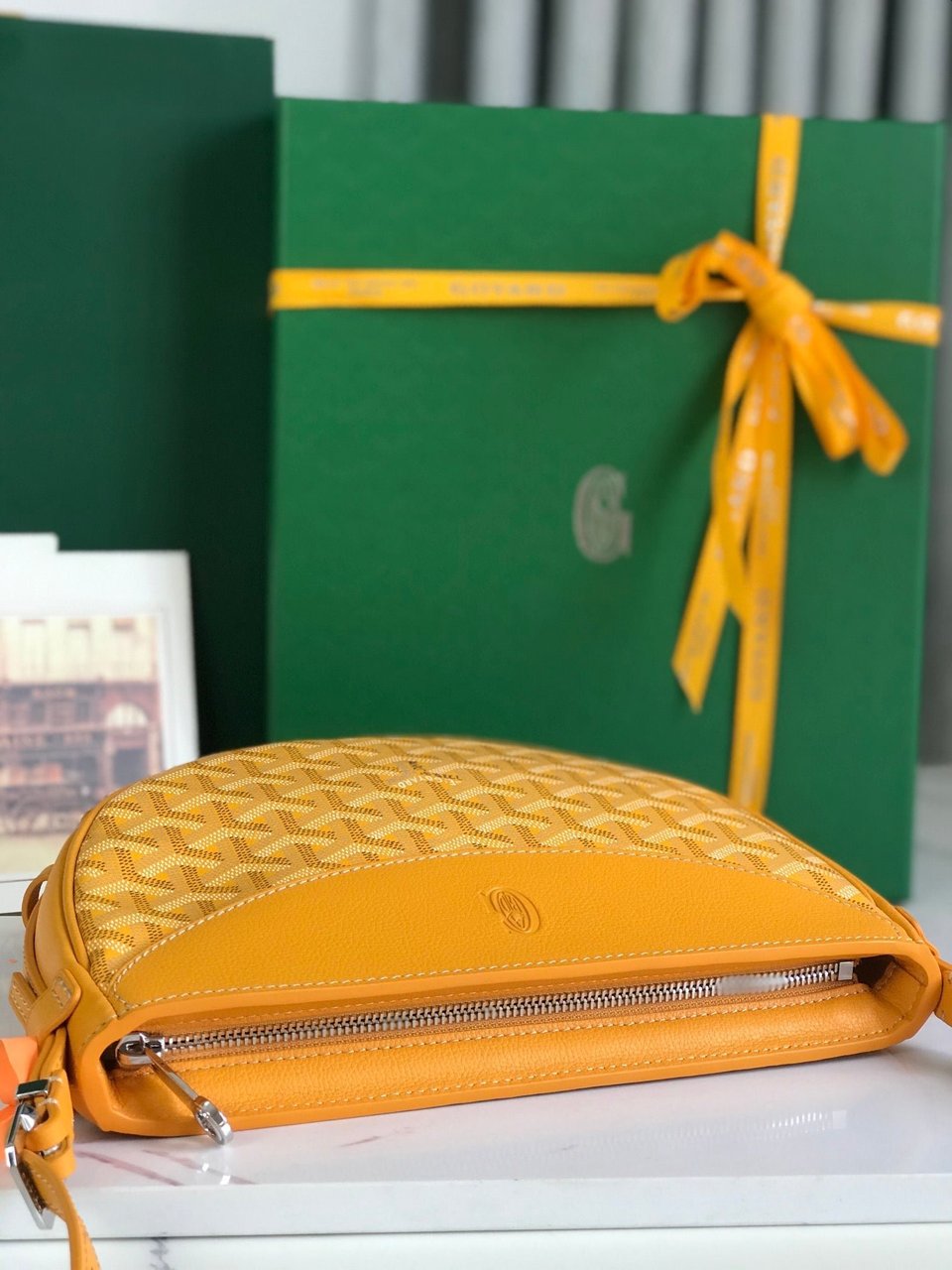 Goyard Hirondelle Bag 25 Cm Yellow Lambskin And Goyardine Canvas view 7
