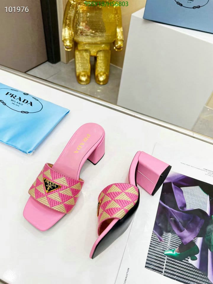Prada Triangolo Jacquard Mules Pink view 4