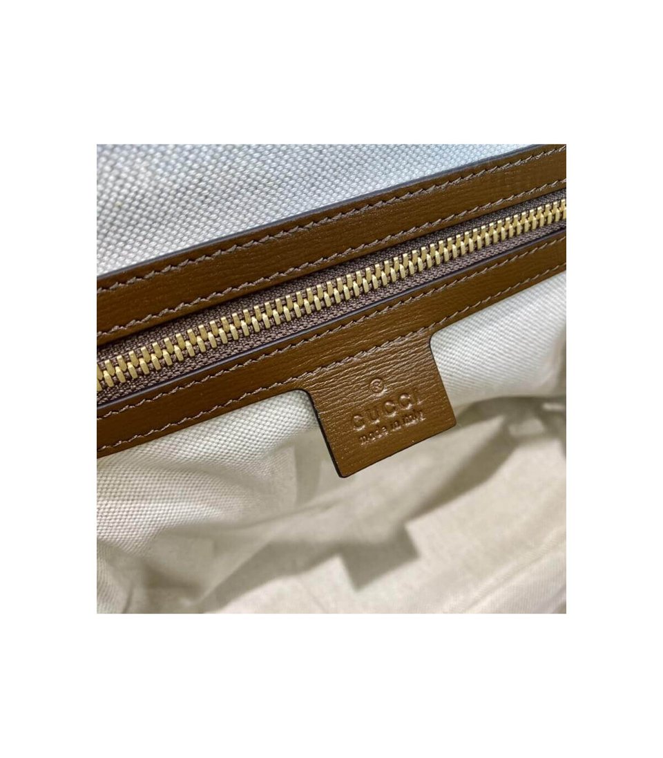 Gucci 1955 Horsebit mall Top Handle Bag In Brown GG Supreme Canvas view 17