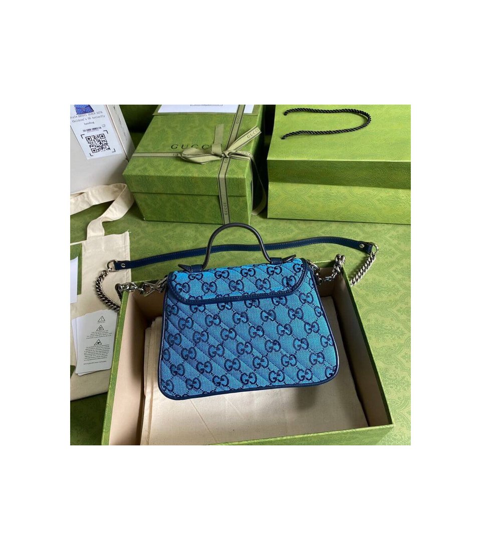 Gucci GG Marmont Multicolour Mini Top Handle Bag Blue view 3