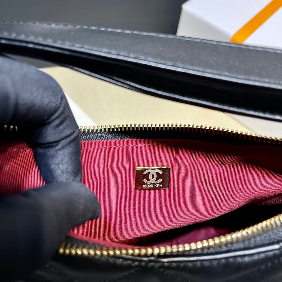 Chanel Hobo Bag in Black Lambskin view 15