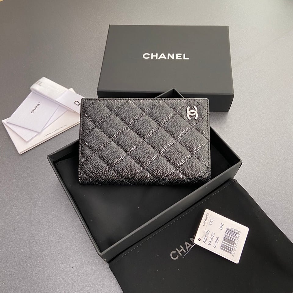 Chanel Passport 10Cm Black Cavair Silver Hardware view 4