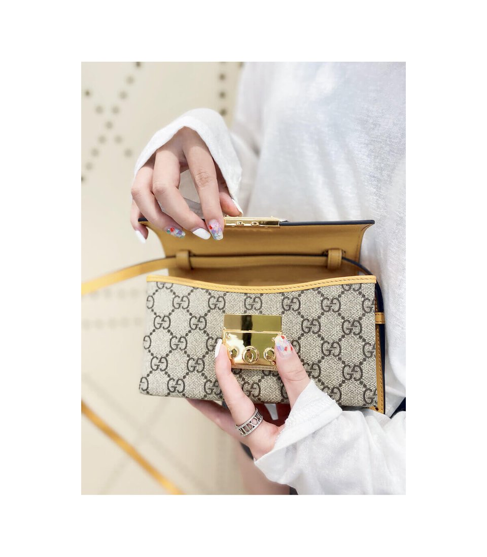 Gucci Padlock Mini Shoulder Bag Ivory &amp; Orange Leather 18cm/7in view 8