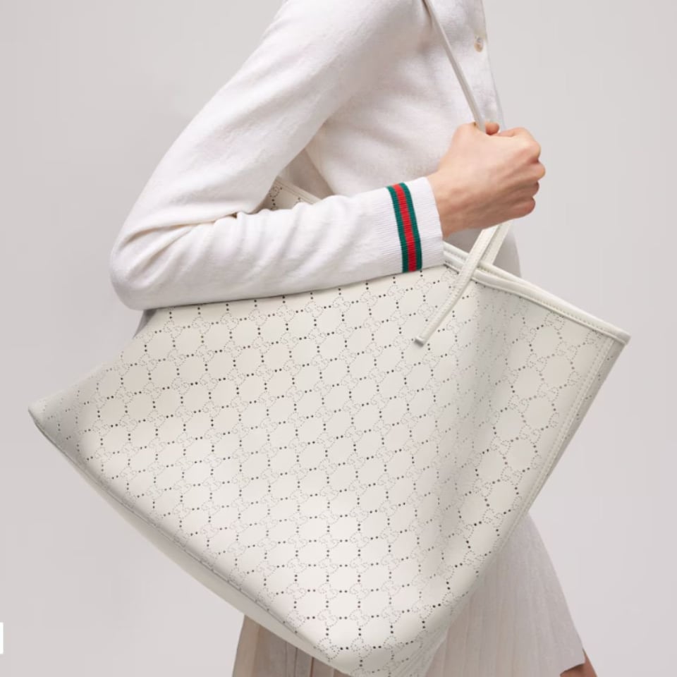 Gucci Tribeca Large Tote Bag 38cm/15in White Leather GG 874745 view 2