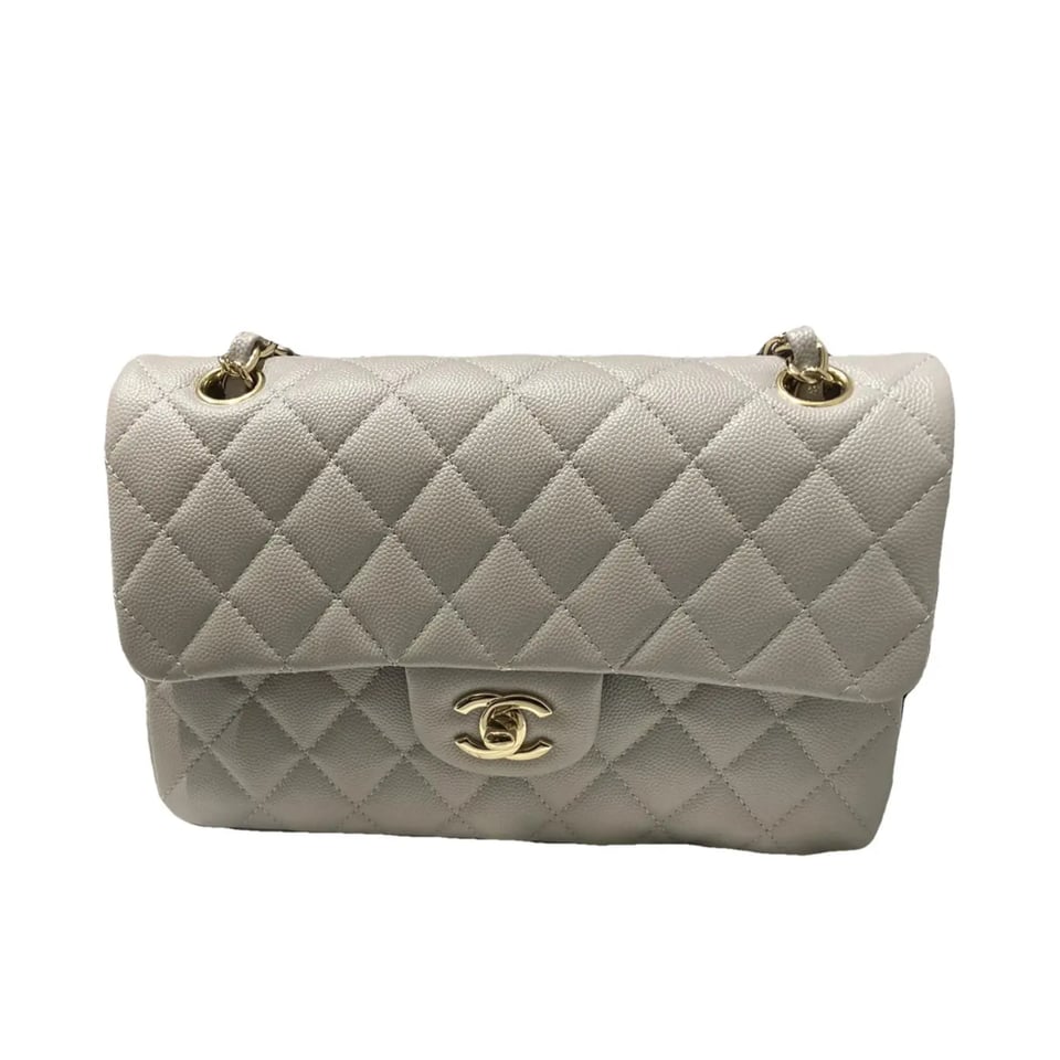 Chanel Classic Flap Bag 25 cm Grey- Gold Tone Hardware A01112
