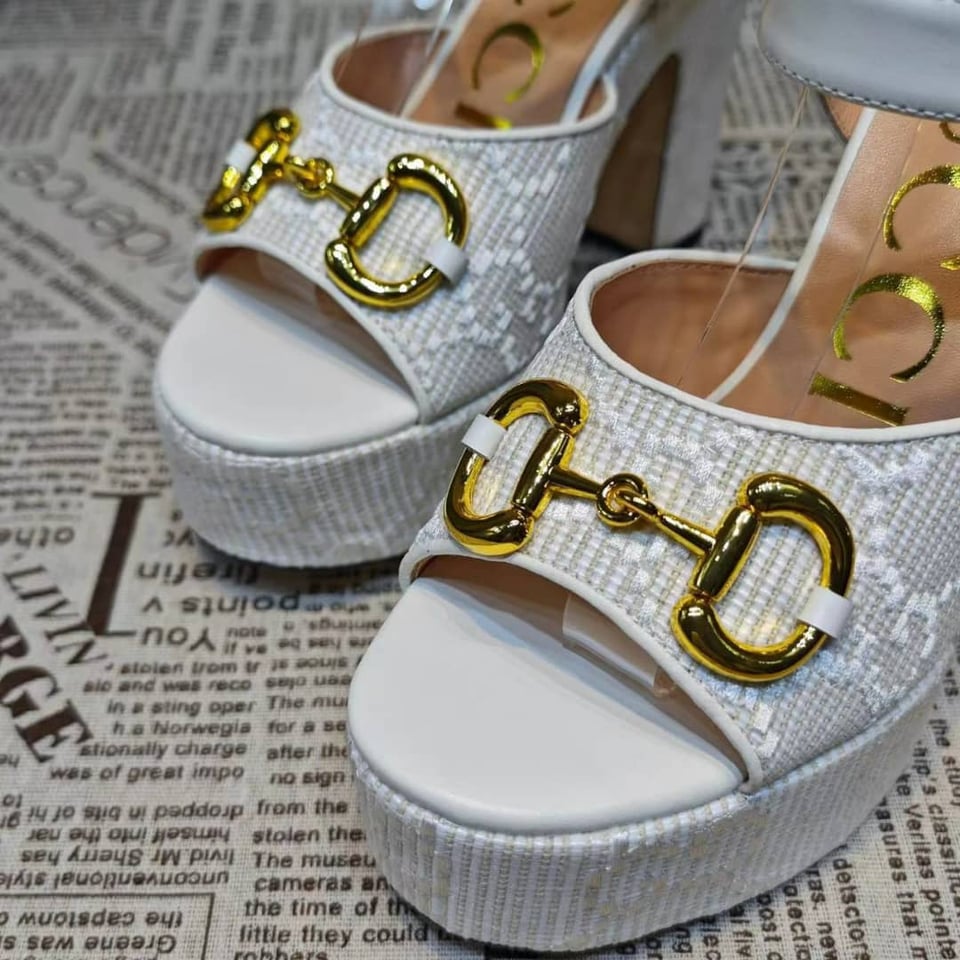 Gucci Horsebit Platform Sandal Gg Embellished ?White view 6